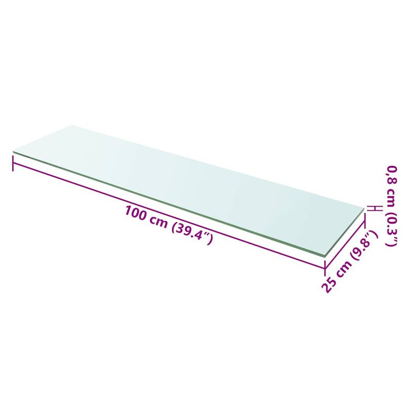 Raft din sticlă transparentă, 100 x 25 cm