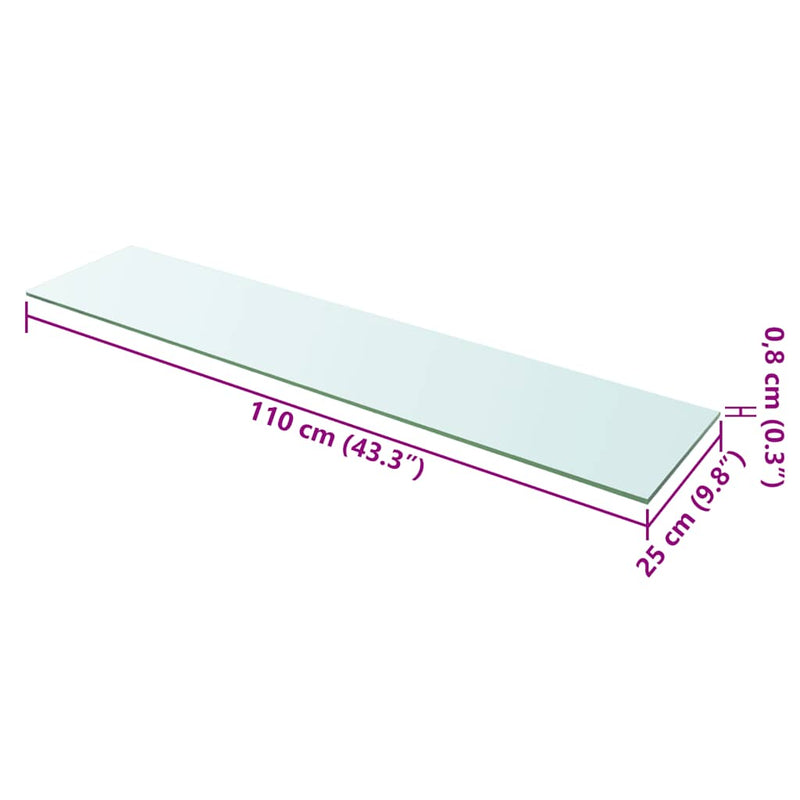 Raft din sticlă transparentă, 110 x 25 cm