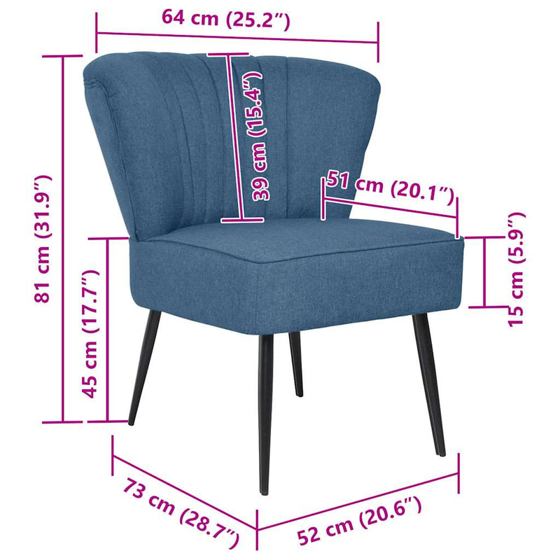 Scaun cocktail, albastru, material textil