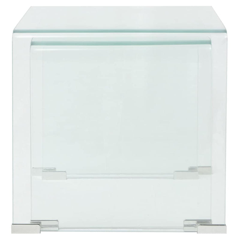 Set de masă din sticlă securit transparentă, stivuibil, 2 piese