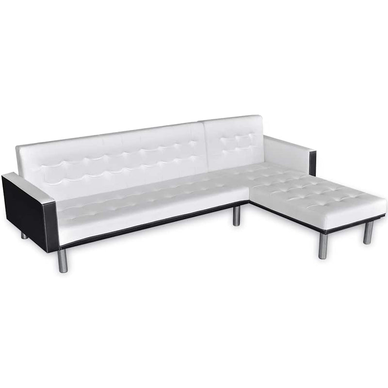 Canapea extensibilă în formă de L, piele artificială, alb