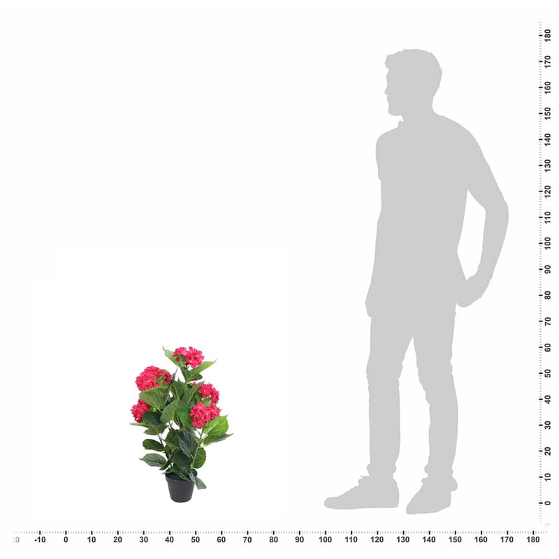 Hortensie artificială cu ghiveci 60 cm, roșie
