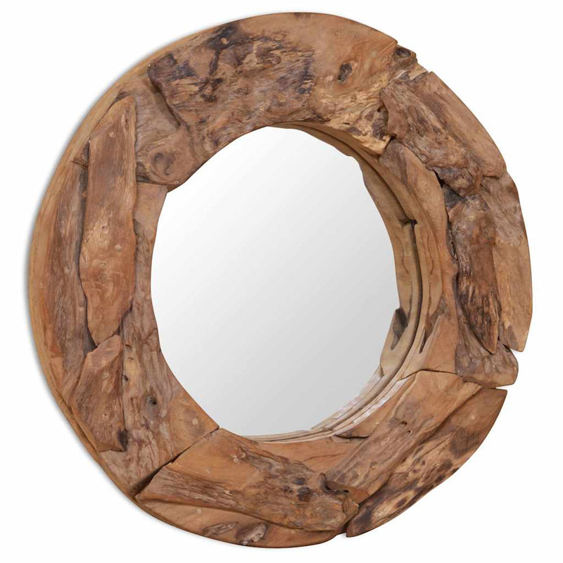Oglindă decorativă Lemn de tec 60 cm Rotundă