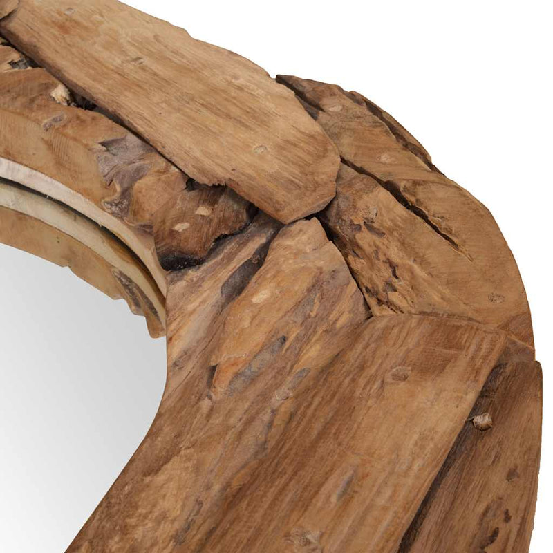 Oglindă decorativă, lemn de tec, 80 cm, rotundă