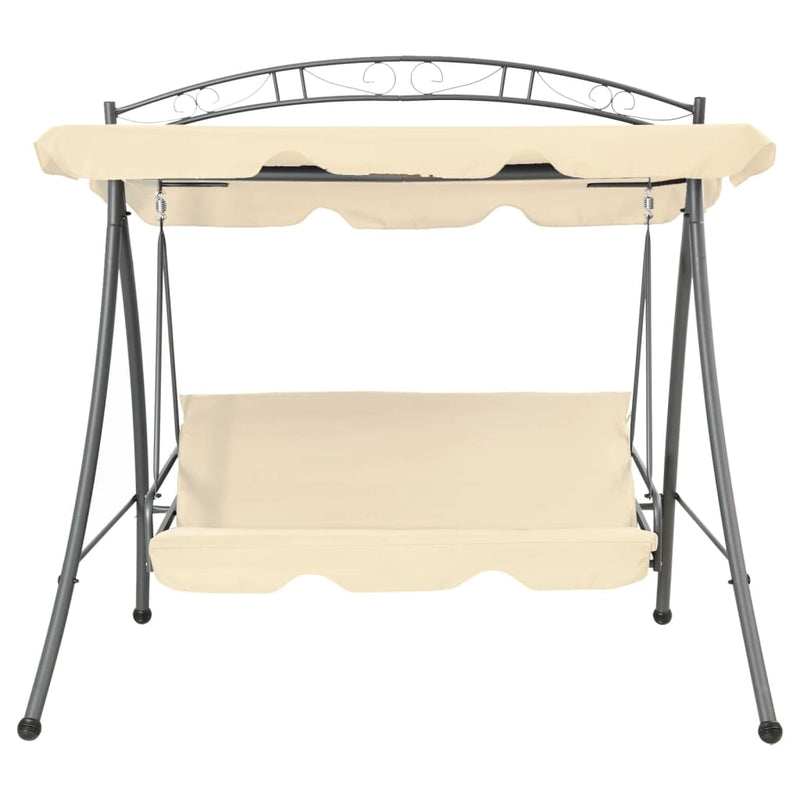 Balansoar de exterior extensibil cu copertină, alb nisipiu