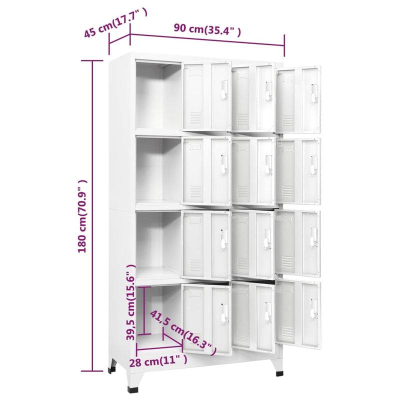 Dulap vestiar cu 12 compartimente, 90x45x180 cm