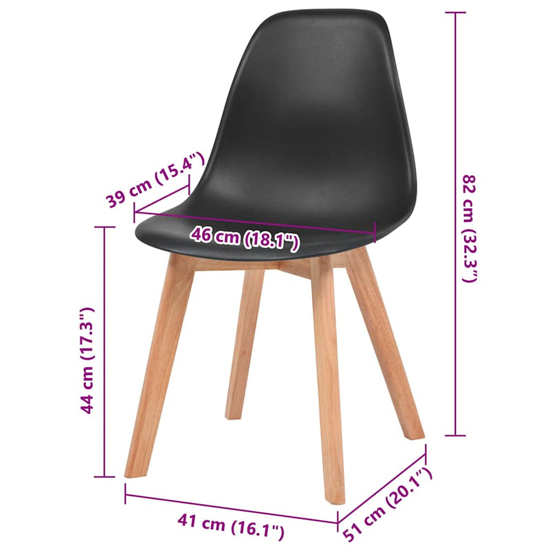 Scaune de bucătărie, 4 buc., negru, plastic