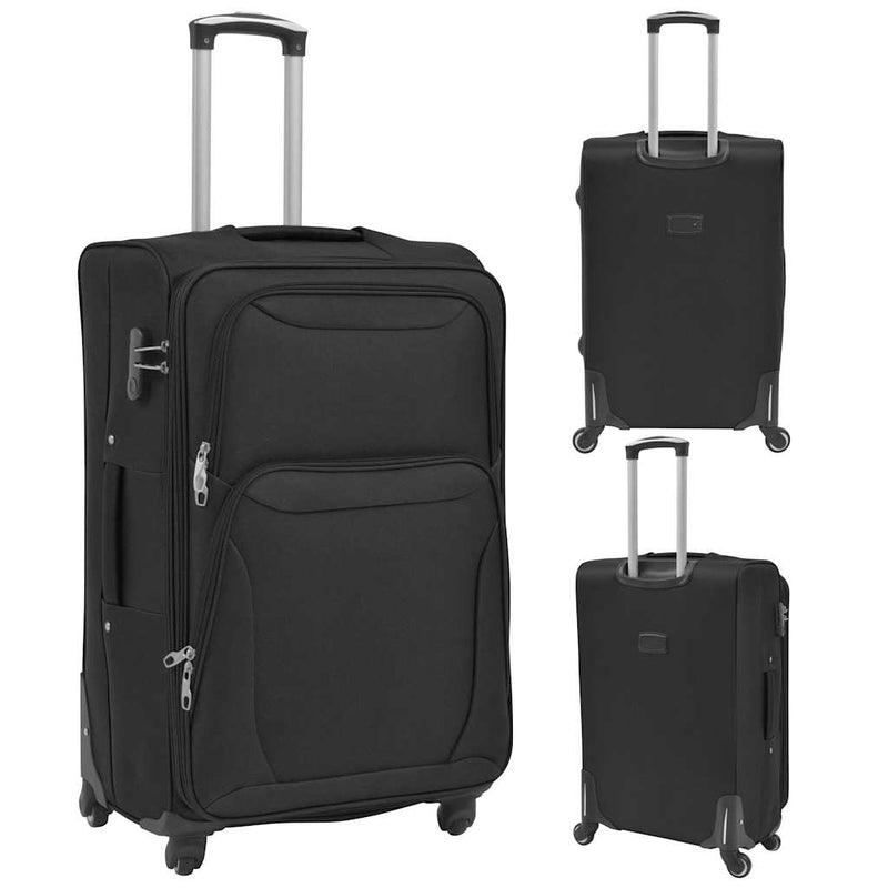 Set de valize din material textil, 3 piese, negru