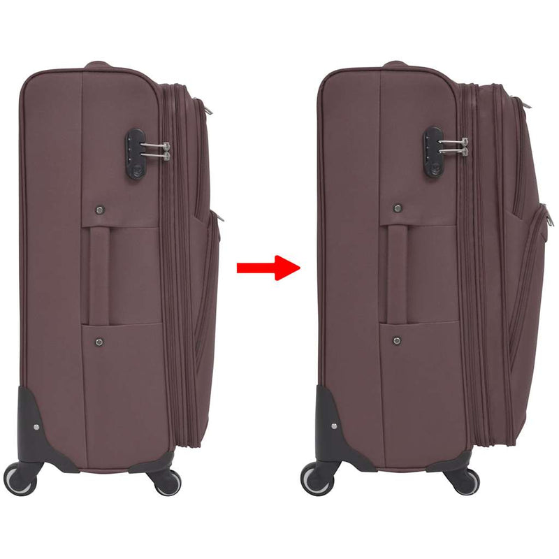 Set trolere din material textil, 3 piese, cafeniu
