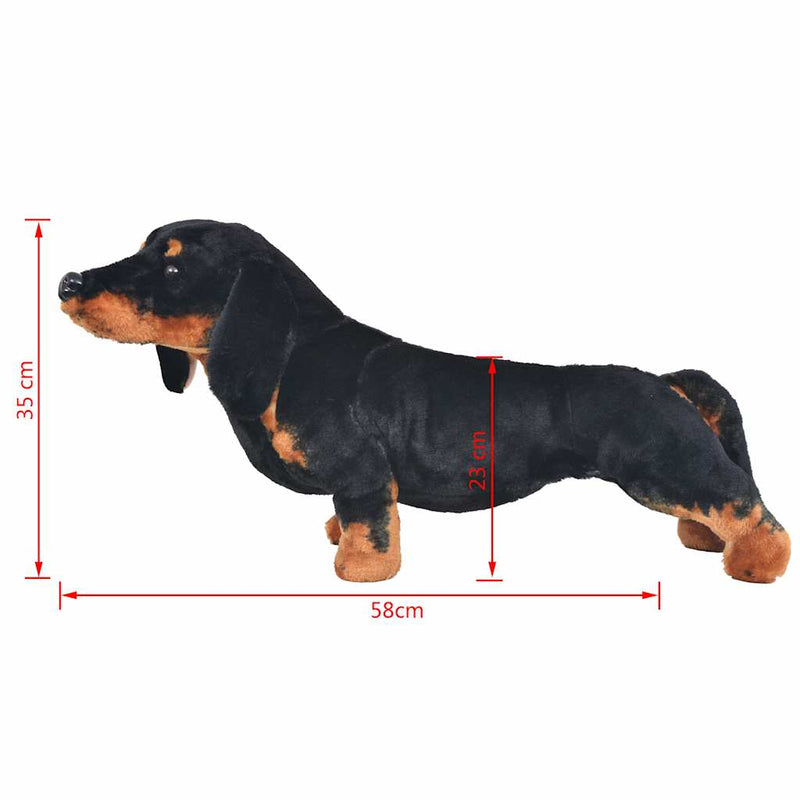 Câine din pluș de jucărie teckel, negru, XXL