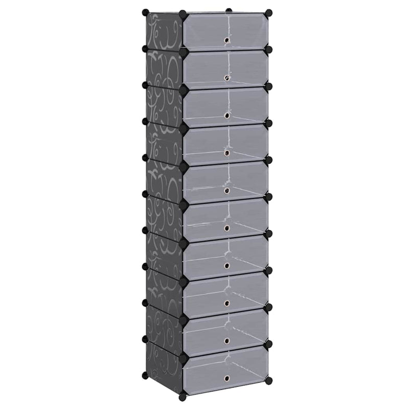 Organizator de pantofi interconectat, 10 compartimente, negru