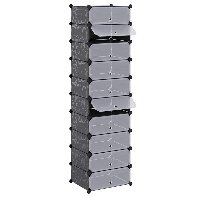 Organizator de pantofi interconectat, 10 compartimente, negru