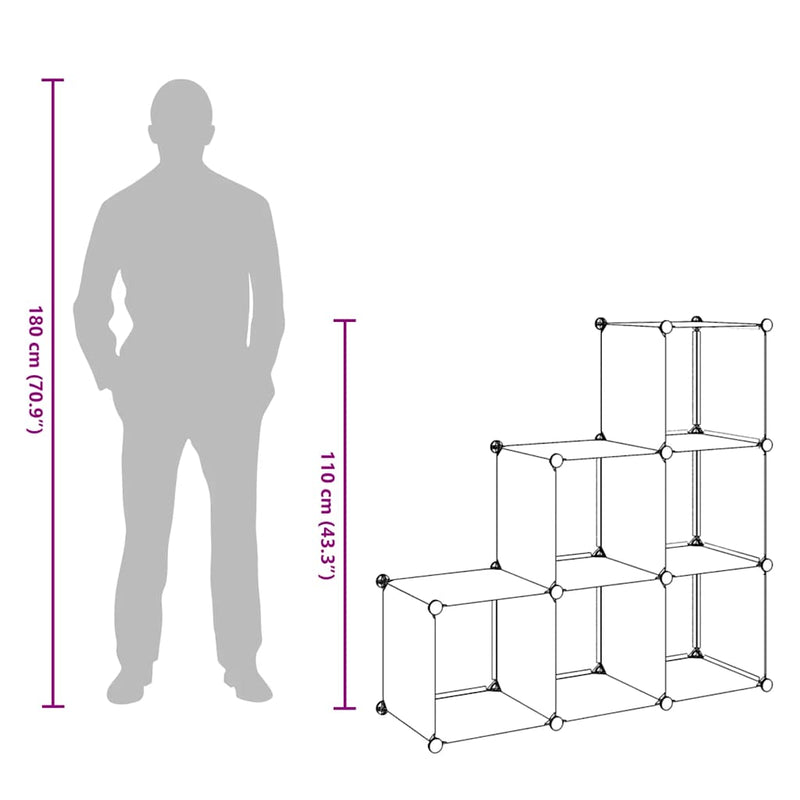 Dulap de depozitare tip cub, 6 compartimente, alb