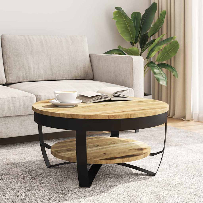Măsuță de cafea din lemn masiv de mango nefinisat, 65 x 32 cm