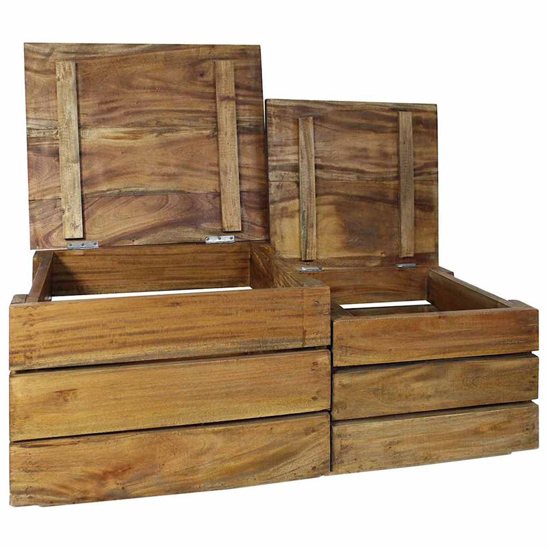 Set cutii de depozitare, 2 buc., lemn masiv de mahon