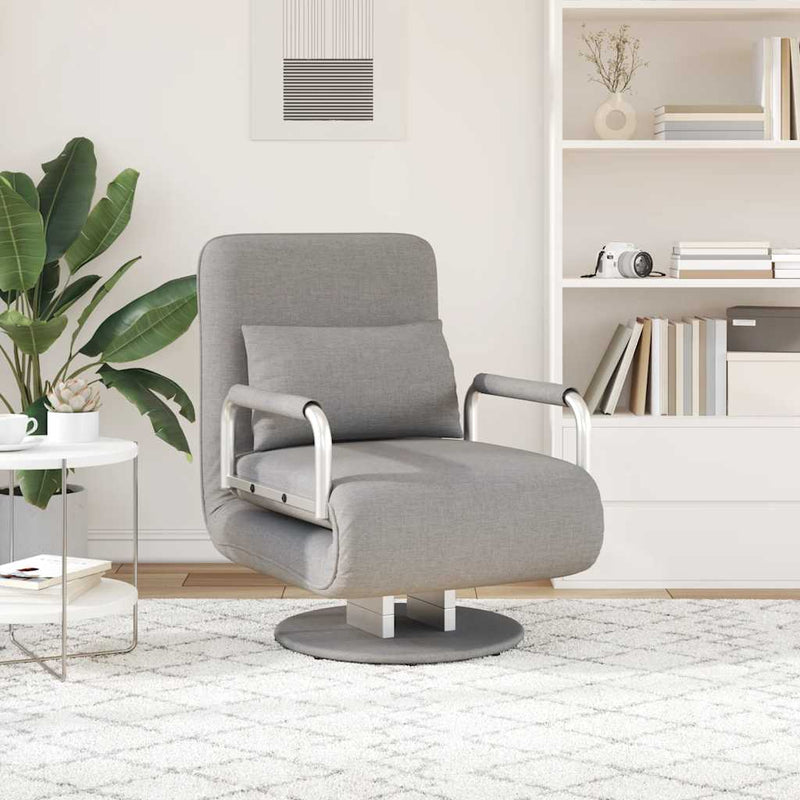 Scaun pivotant și canapea extensibilă, gri deschis, textil
