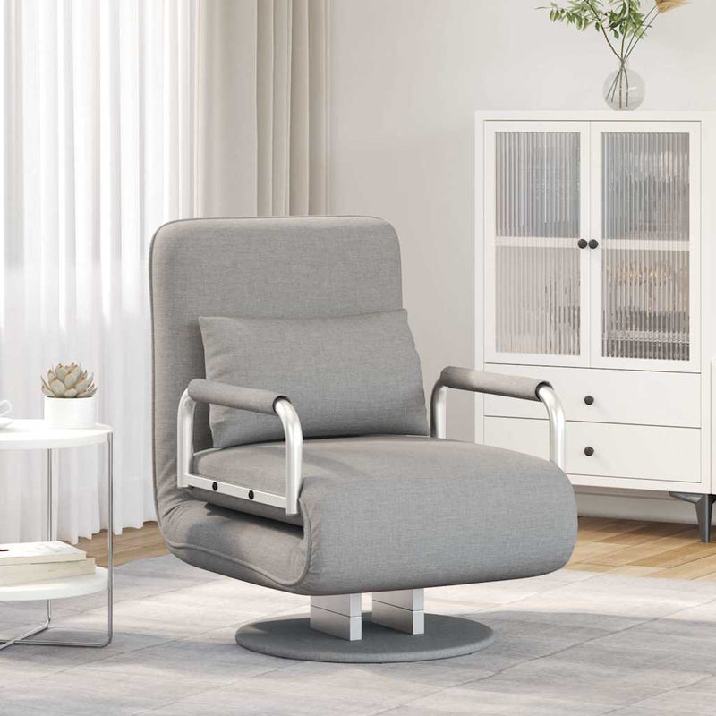 Scaun pivotant și canapea extensibilă, gri deschis, textil