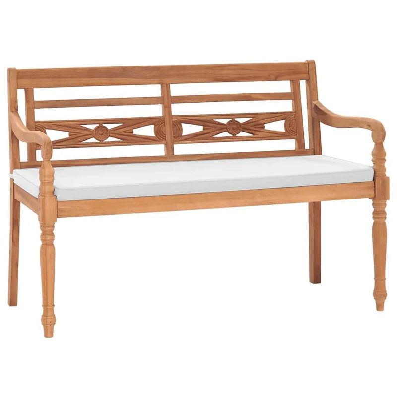 Bancă Batavia cu perne, 120 cm, lemn de tec