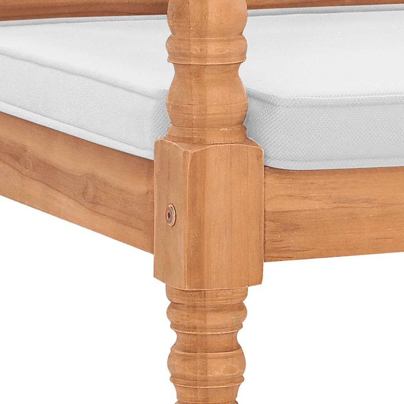 Bancă Batavia cu perne, 120 cm, lemn de tec