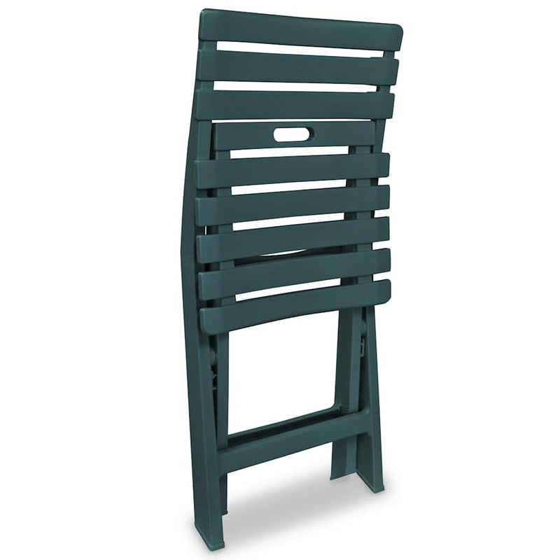 Set mobilier bistro pliabil, 3 piese, verde, plastic
