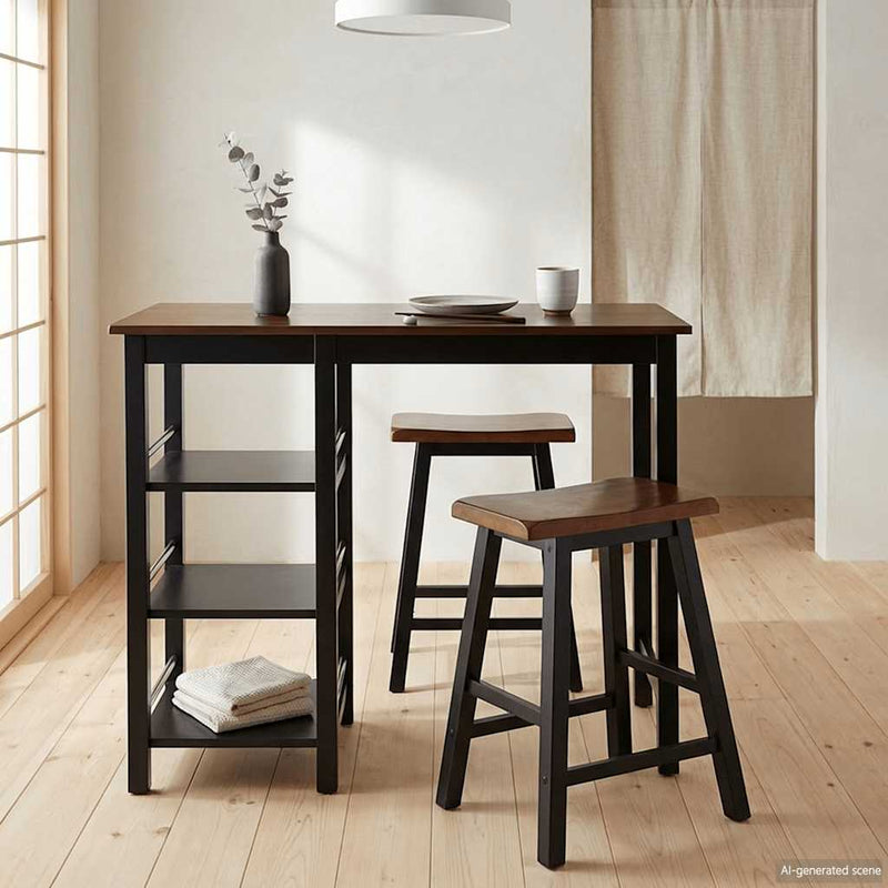Set mobilier de bar, 3 piese, MDF, negru