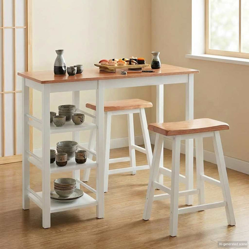 Set mobilier de bar, 3 piese, alb, MDF