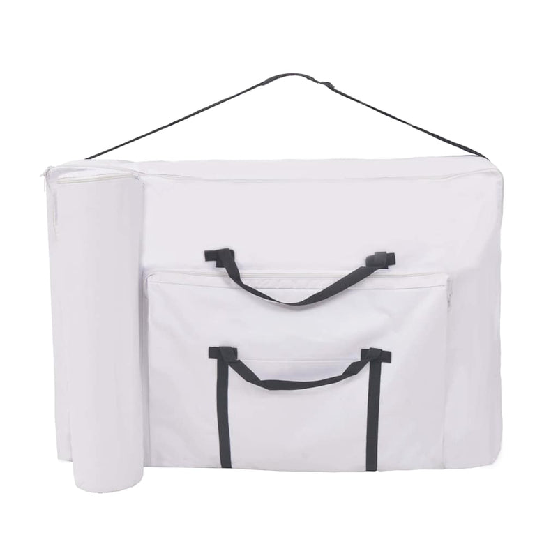 Set taburet și masă masaj pliabile 3 zone, 10 cm grosime, alb