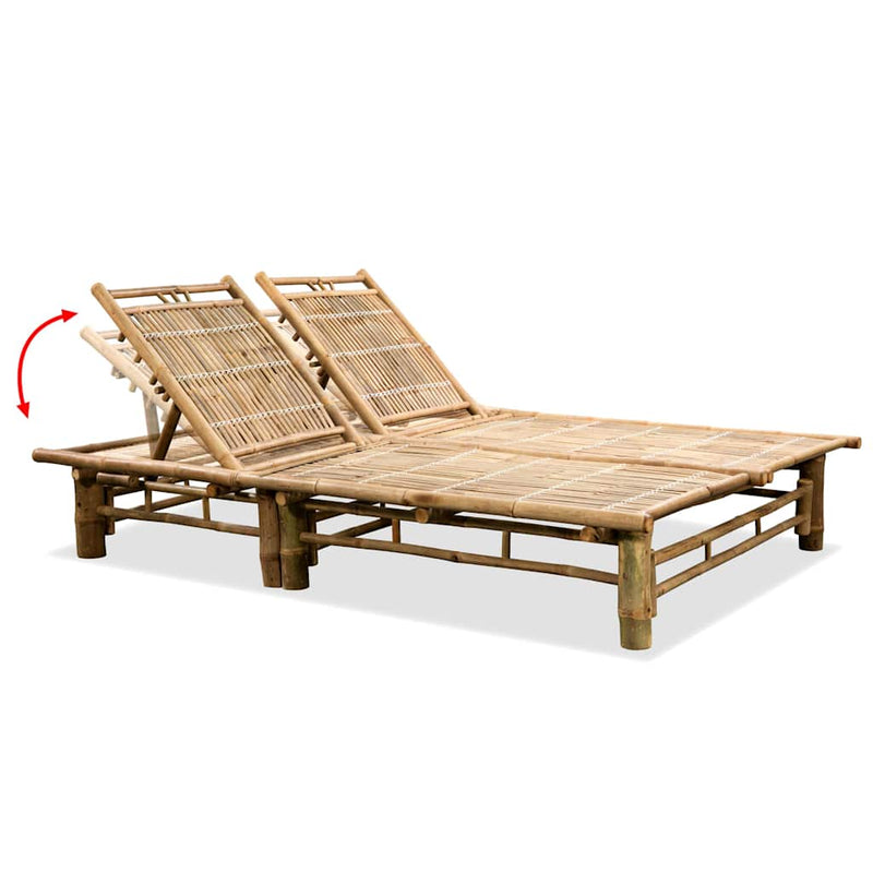Șezlong de plajă pentru 2 persoane, bambus