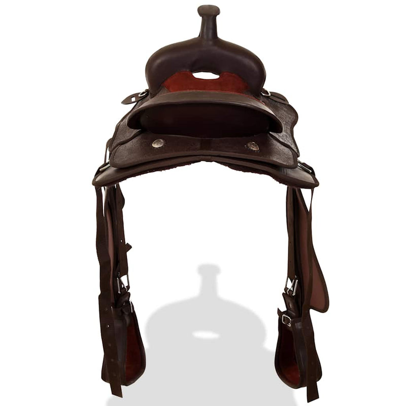 Șa Western, căpăstru & pieptar, piele naturală, 16", maro