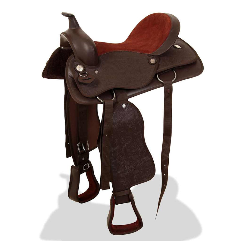 Șa Western, căpăstru & pieptar, piele naturală, 17", maro