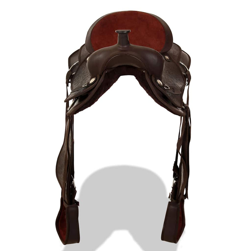 Șa Western, căpăstru & pieptar, piele naturală, 17", maro