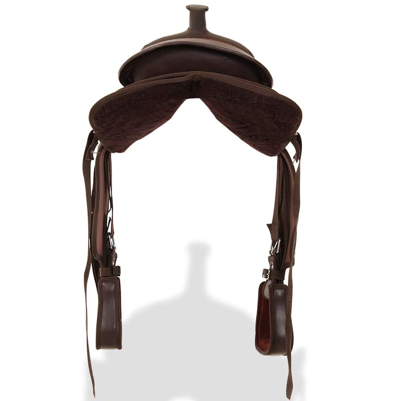 Șa Western, căpăstru & pieptar, piele naturală, 12", maro