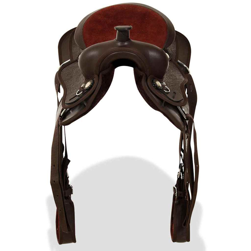 Șa Western, căpăstru & pieptar, piele naturală, 12", maro