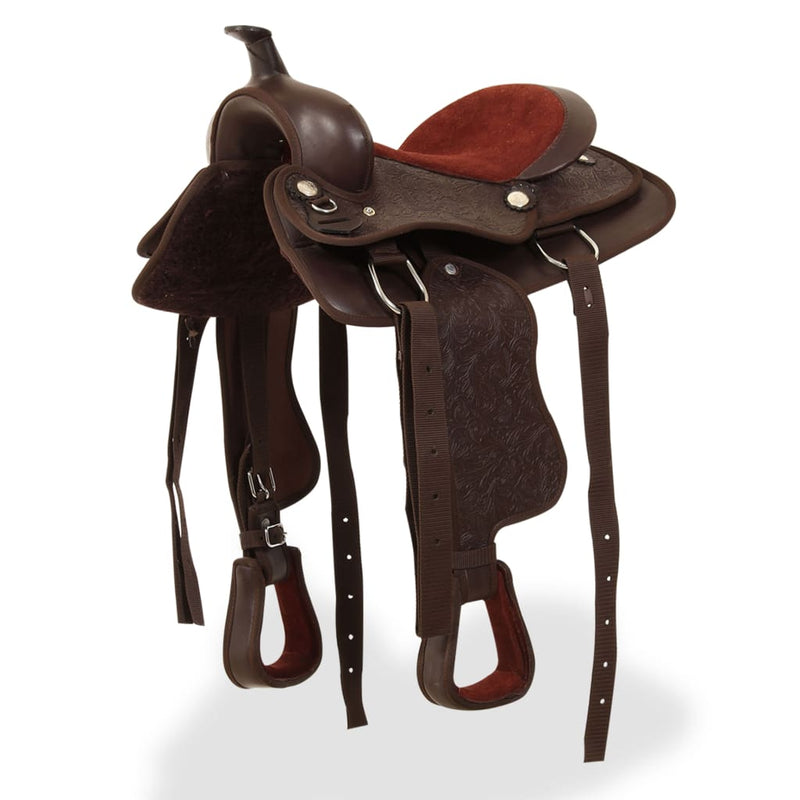 Șa Western, căpăstru & pieptar, piele naturală, 13", maro