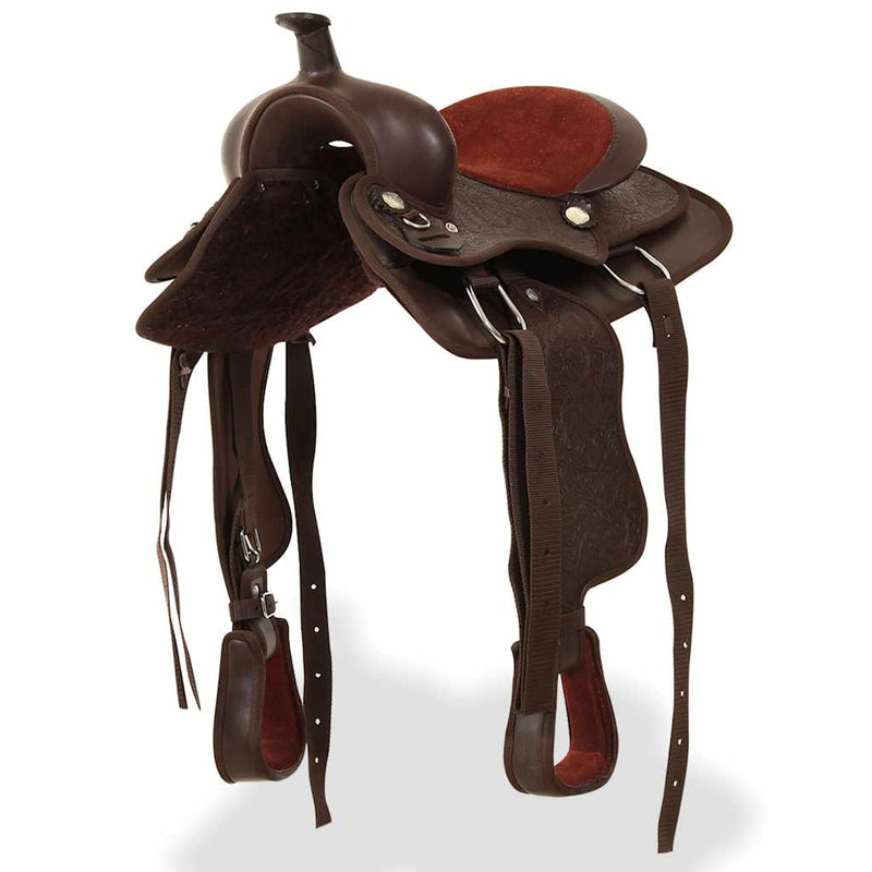 Șa Western, căpăstru & pieptar, piele naturală, 13", maro