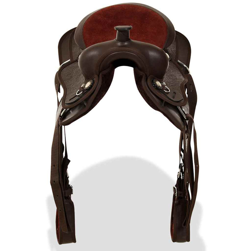 Șa Western, căpăstru & pieptar, piele naturală, 13", maro