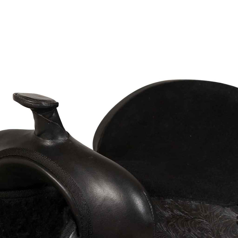 Șa Western, căpăstru & pieptar, piele naturală, 16", negru