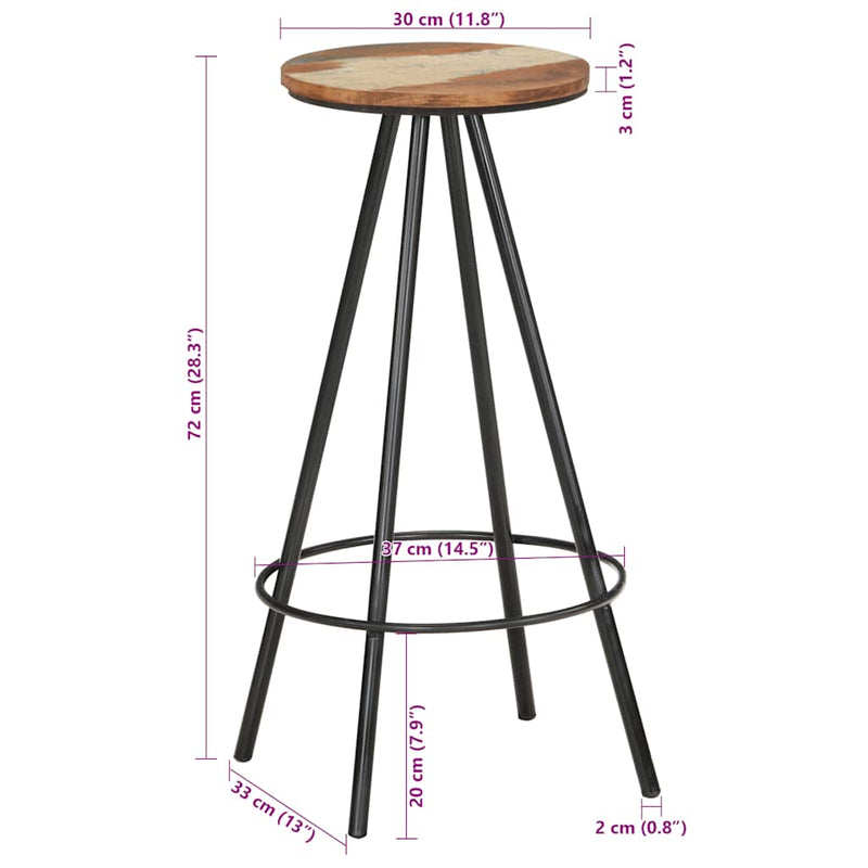Scaune de bar, 2 buc., lemn masiv reciclat