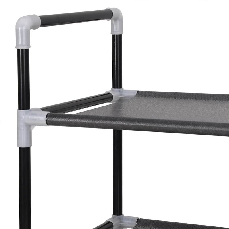 Raft pantofi 10 etajere, Metal și material textil nețesut Negru