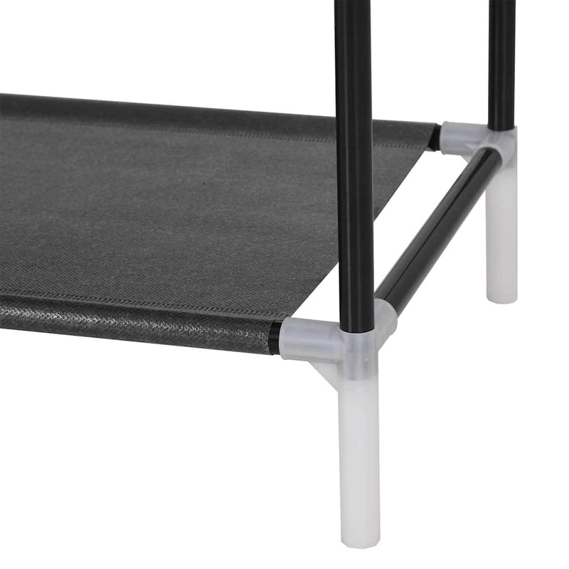 Raft pantofi 10 etajere, Metal și material textil nețesut Negru