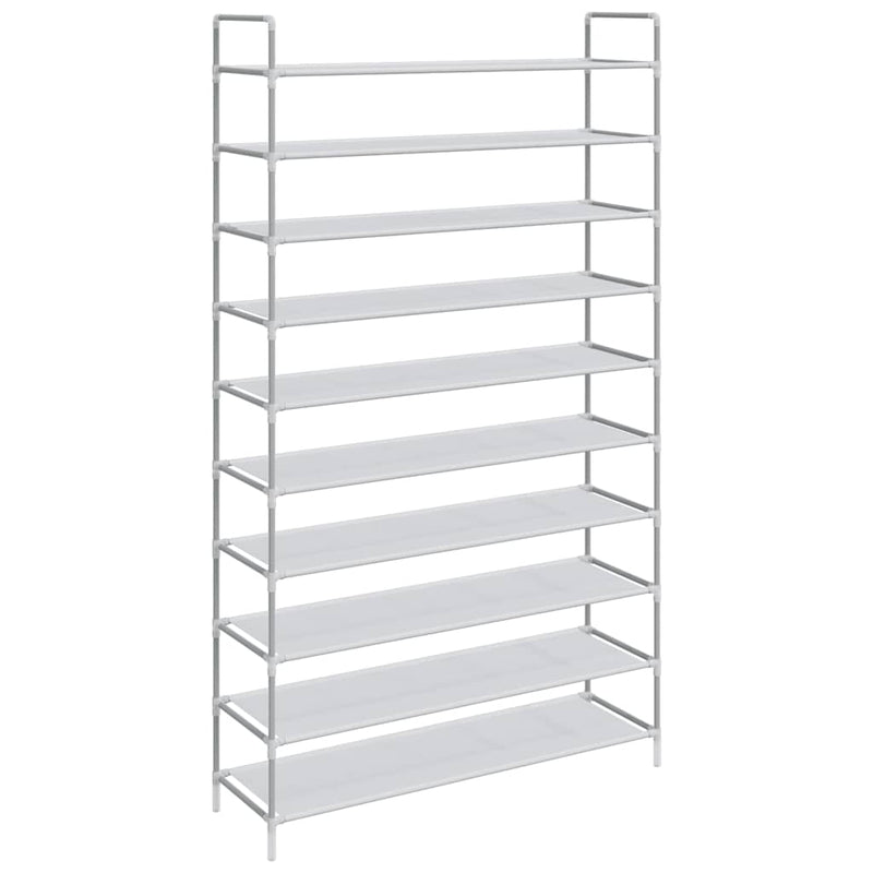 Raft încălțăminte 10 etajere, metal și textil nețesut, argintiu