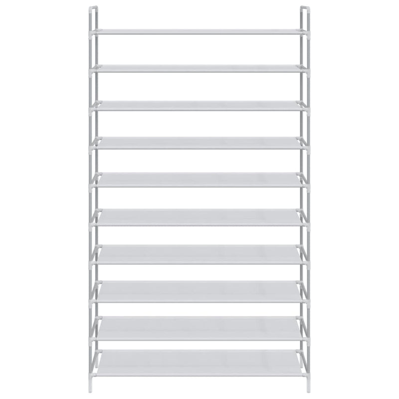 Raft încălțăminte 10 etajere, metal și textil nețesut, argintiu