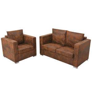 Set canapea 2 piese Imitație piele întoarsă