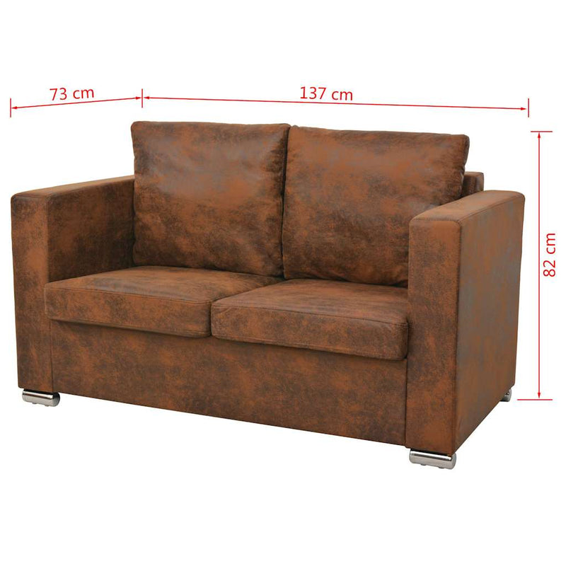 Set canapea 3 piese, imitație piele întoarsă