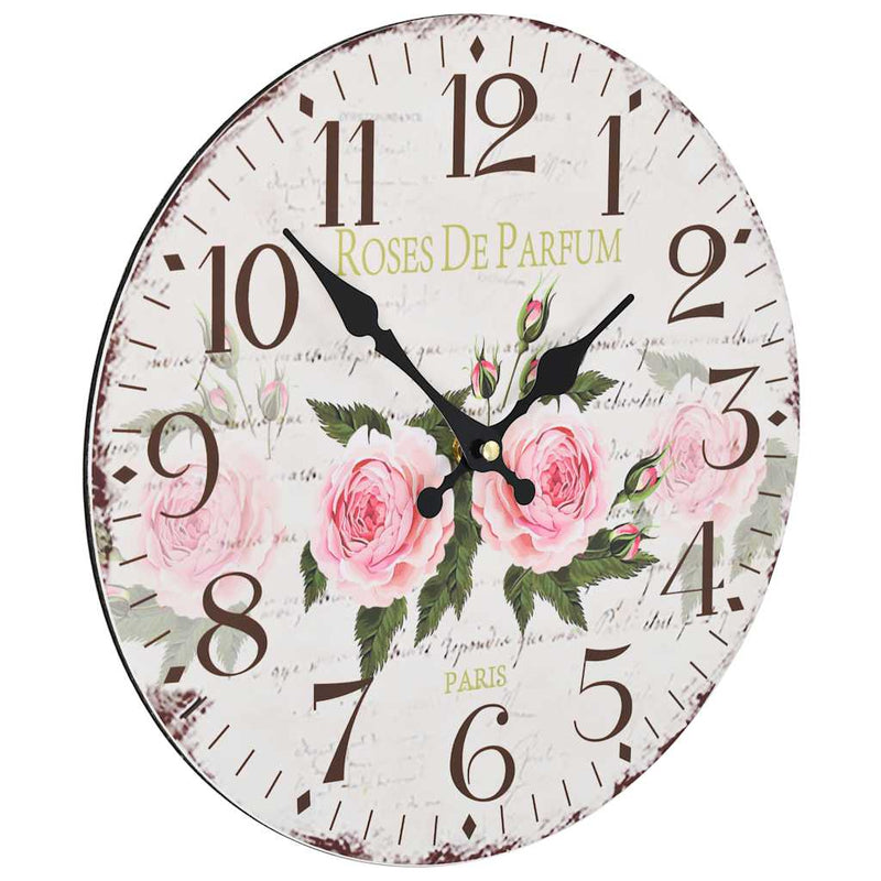 Ceas de perete vintage, 30 cm, floare