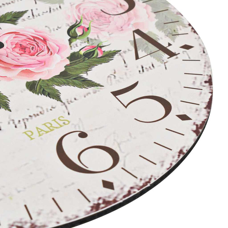 Ceas de perete vintage, 30 cm, floare