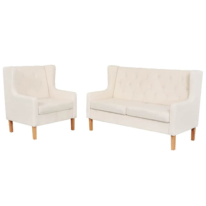 Set canapea, 2 piese, textil, Alb crem