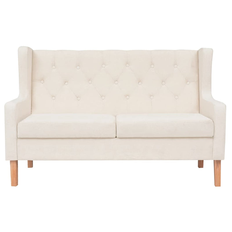 Set de canapele 2 piese, alb crem, material textil