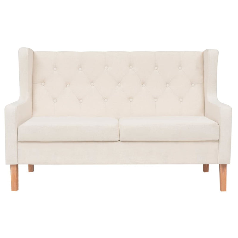 Set de canapele 2 piese, alb crem, material textil
