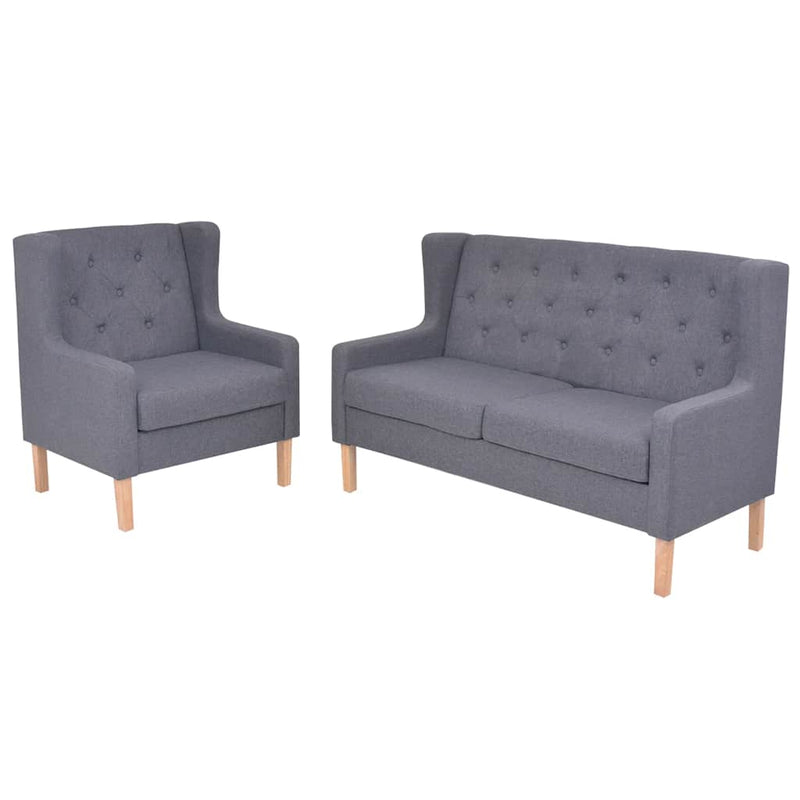 Set cu canapea, 2 piese, material textil, gri